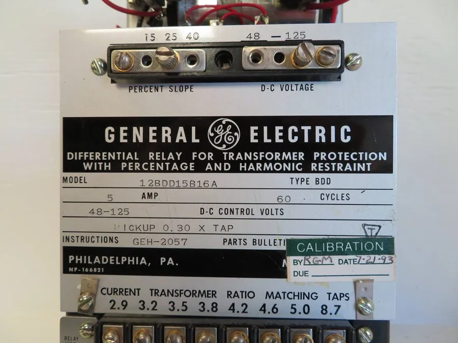 Реле защиты Ge 12BDD15B16A Type Bdd Transformer Protection Differential Relay 48