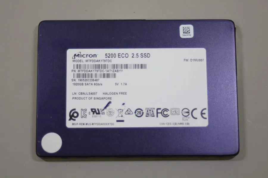 Сервер Micron MTFDDAK1T9TDC 1.92TB SSD SATA 2.5 Server Laptop Desktop PC Hard Dr