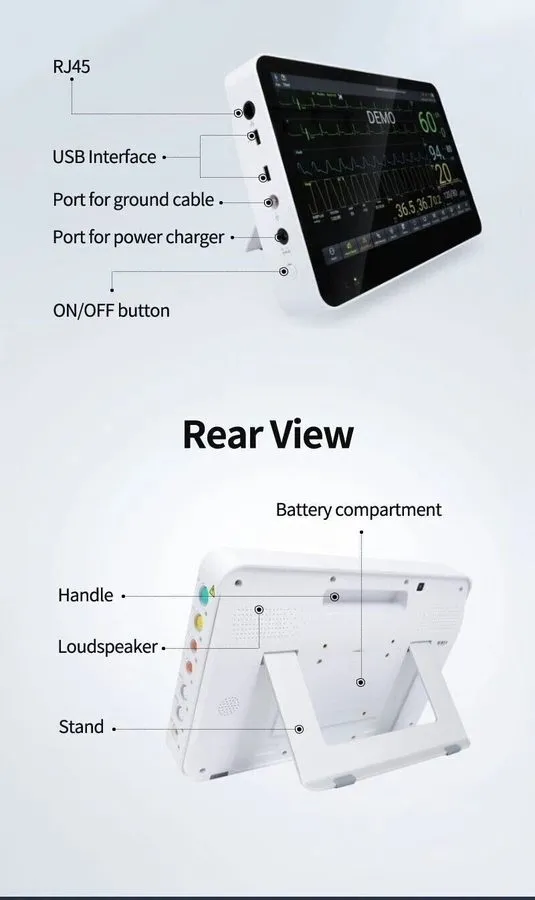 Монитор пациента 14-inch multi-parameter, portable, touch-screen ICU/CCU patient — фото лота 2