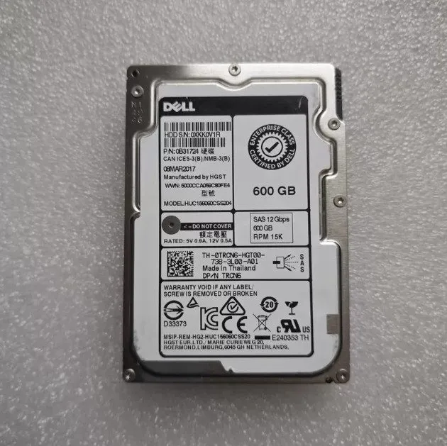 Жёсткий диск Dell TRCN6 0TRCN6 600GB 15K SAS 2.5" 12Gb/s HDD Hard Drive HUC15606