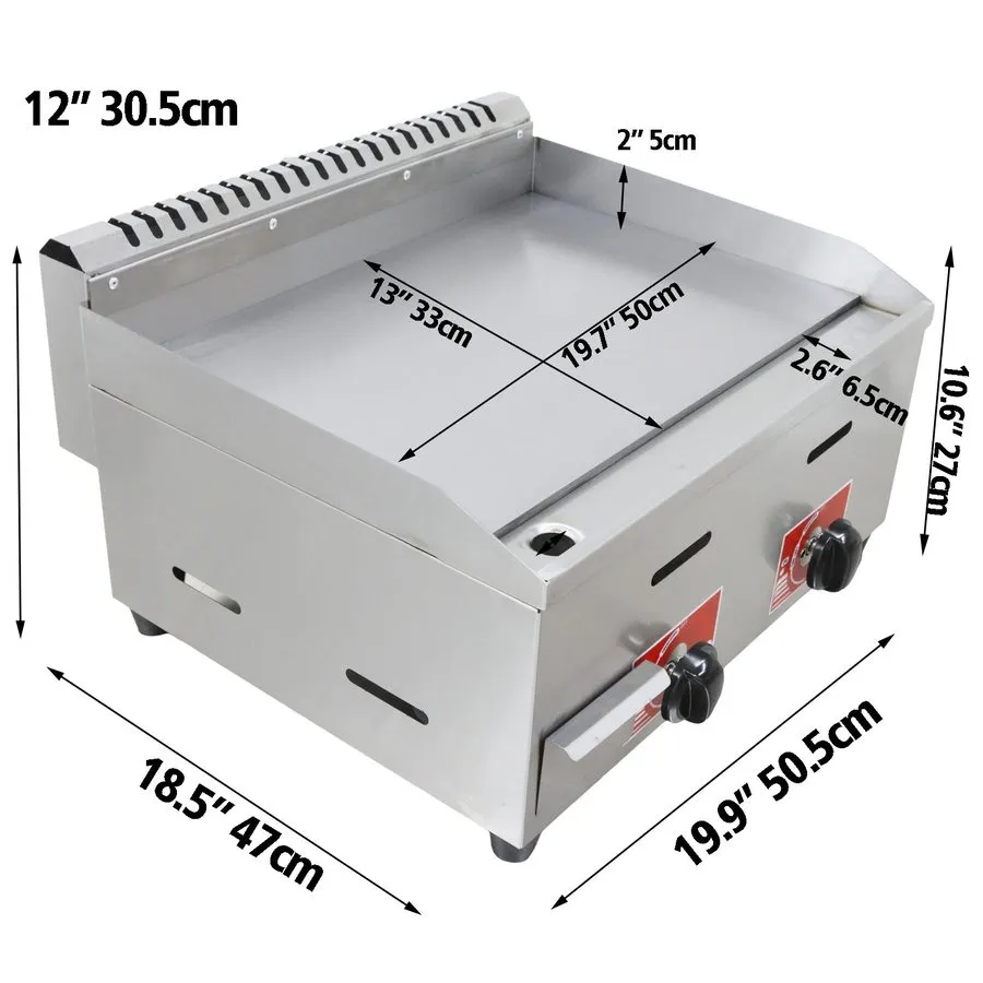 Гриль 2-Burner LPG Gas Grill Griddle Countertop Flat Top Grill Commercial Stainl