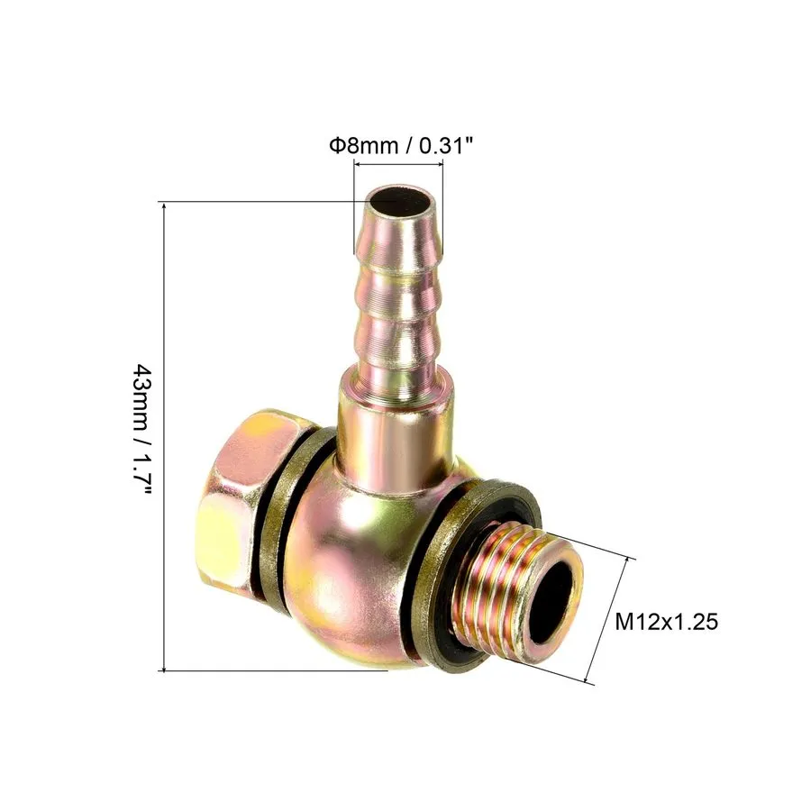 Датчик 8mm Barbed M12x1.25 Male Thread Hose Pipe Fitting Elbow Connector Carbon 