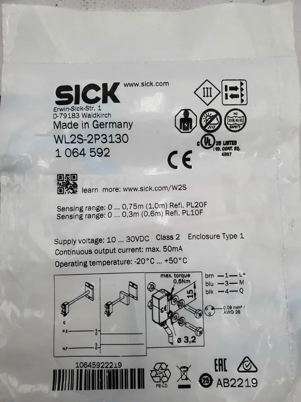 Фотоэлектрический датчик Sick Photoelectric Sensor 1 064 592 Part No. WL2S-2P313