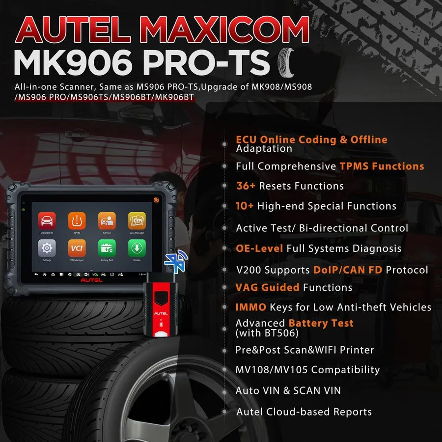 Диагностический сканер Autel MaxiCOM MK906 Pro-TS Scanner 2025 Updated of MaxiSY