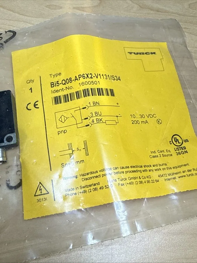 Датчик приближения TURCK Bi5-Q08–AP6X2-V1131/S34 Inductive Proximity Sensor 1600 — фото лота 1