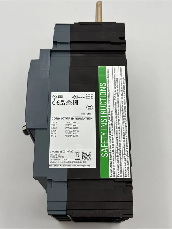 Автоматический выключатель Siemens 3VA5217-5EC31-0AA0 175Amp 3-Pole Circuit Brea