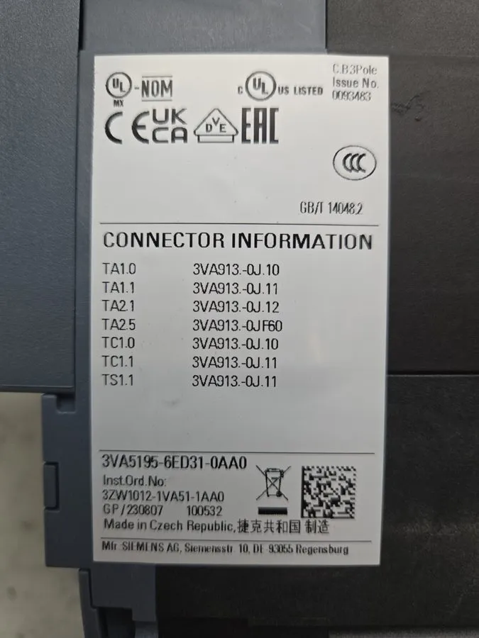 Автоматический выключатель Siemens 3VA5195-6ED31-0AA0 Circuit Breaker 15A w/ 3VA