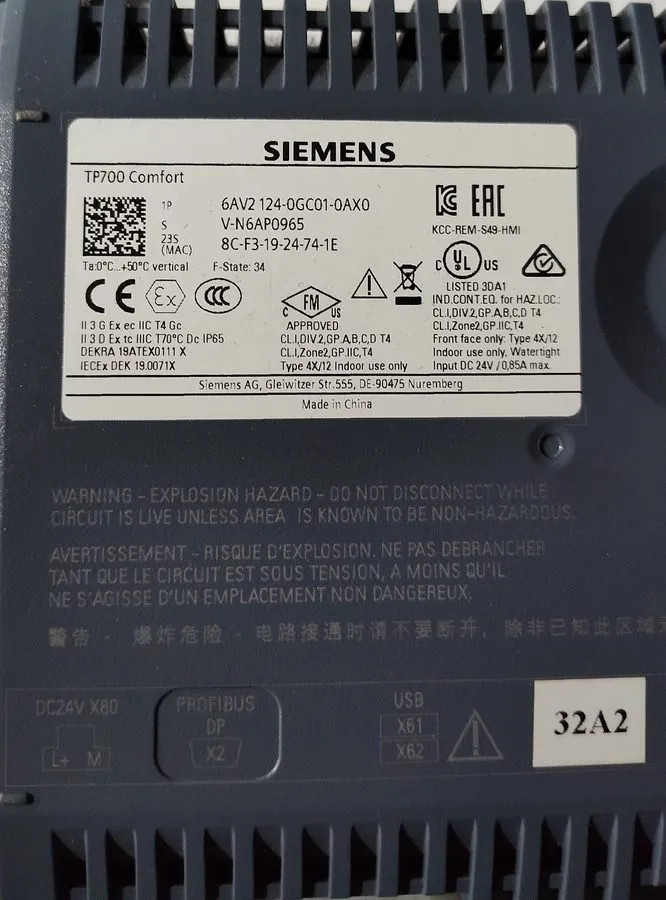 Панель оператора Siemens TP700 Comfort Simatic HMI Panel 6AV2 124-0GC01-0AX0