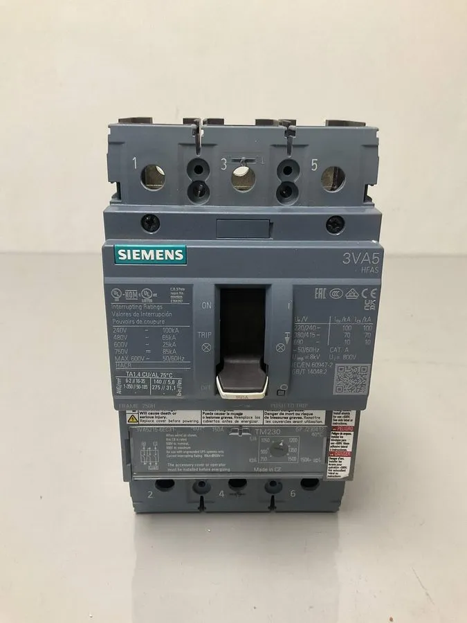 Автоматический выключатель SIEMENS 3VA5215-6EC31-0AA0 3 Pole 150 Amp Circuit Bre