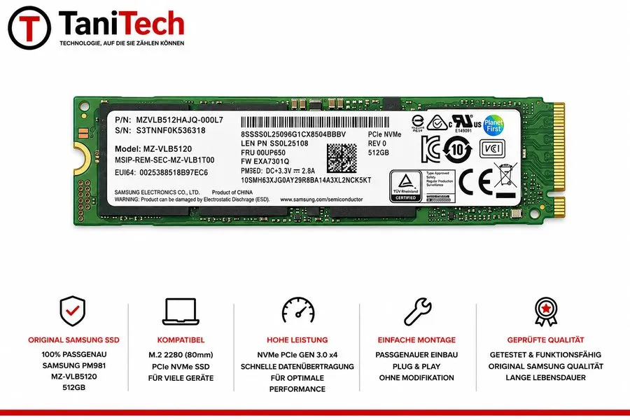 SSD-накопитель SAMSUNG PM981 512GB M.2 NVMe PCIe SSD MZ-VLB5120 Lenovo SSS0L2510