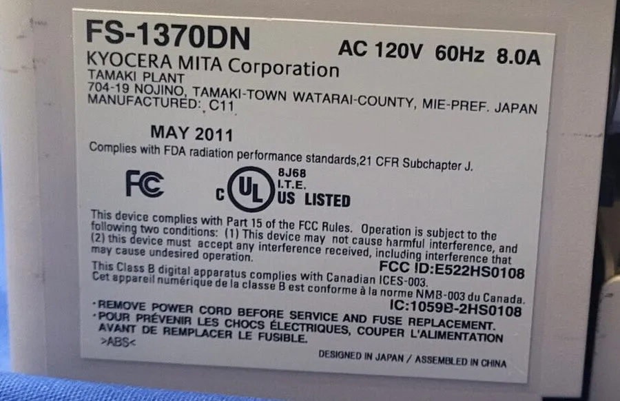 Принтер Kyocera Mita Ecosys Fs-1370DN Laser Workgroup Printer ONLY 10,407 PAGES
