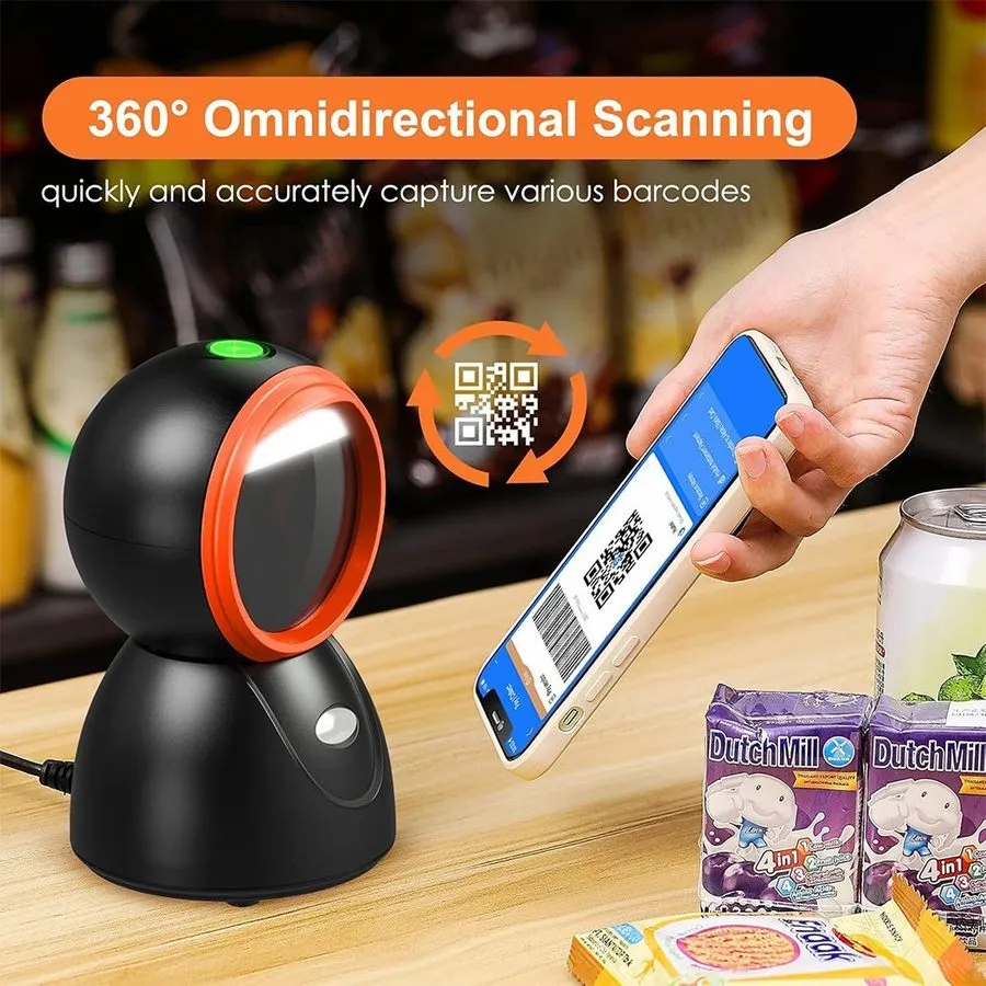 Сканер штрих-кода 1D/2D/QR Desktop Barcode Scanner USB Platform 3Moudles Auto Co