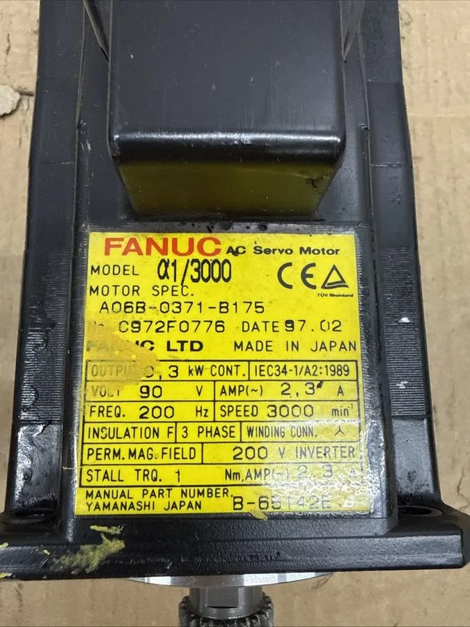 Серводвигатель A06B-0371-B175 Fanuc AC Servo Motor 90V Speed 3000 Min C972F0776 — фото лота 2