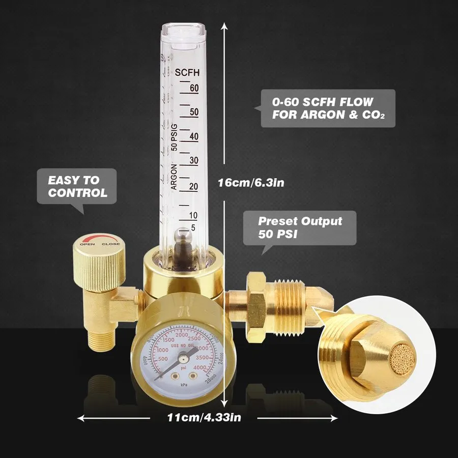 Расходомер Welder Dual Output Argon CO2 Gas Regulator Flowmeter 0-60CFH CGA580