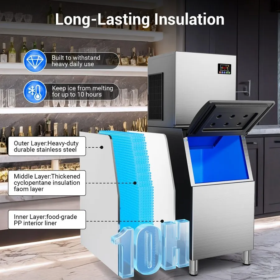 Льдогенератор Commercial Ice Maker Machines 500LBS/24H with 350LBS Storage Bin A