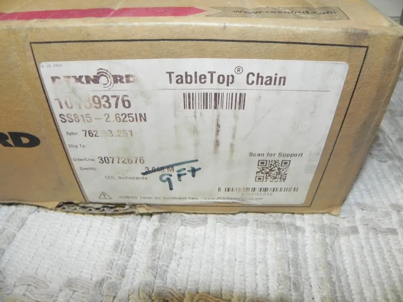 Конвейер Rexnord SS815-2.625IN Tabletop Conveyor Chain 2-5/8" W 9ft Stainless St — фото лота 1