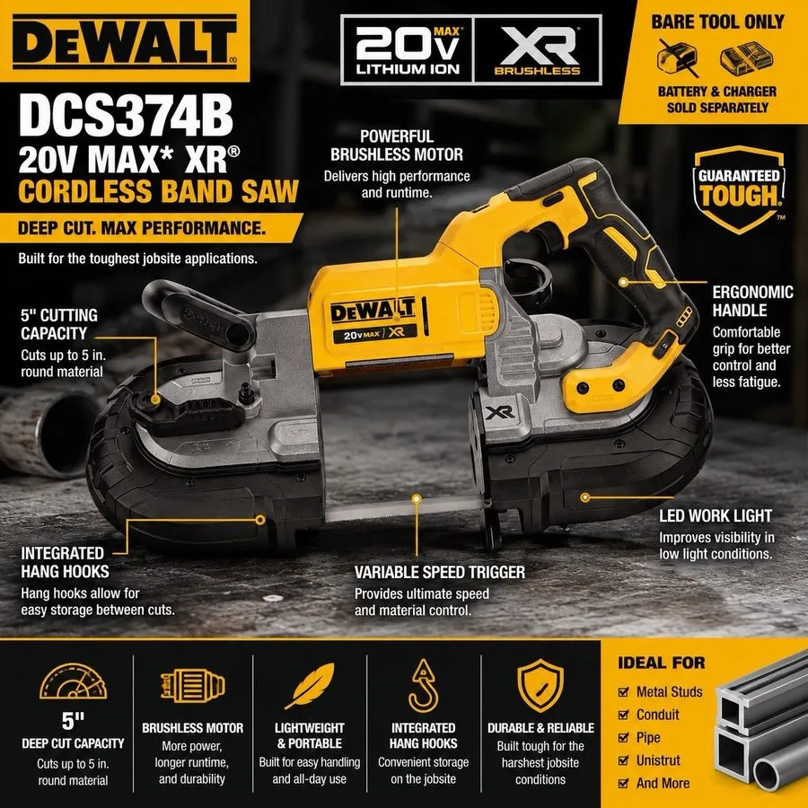 Оборудование ЧПУ DeWALT DCS374B 20V MAX XR® Cordless Brushless Deep Cut Band Saw
