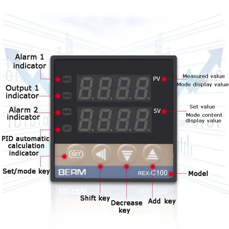 Датчик температуры 1x REX-C100/C400/C700/C900 Digital Alarm PID Temperature Cont — фото лота 1