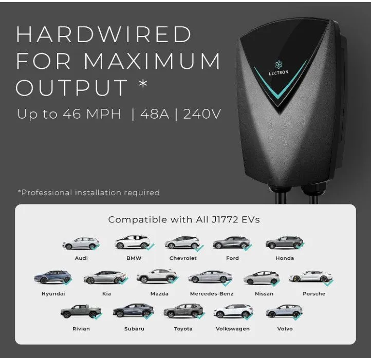 Аккумулятор Lectron J1772 Level 2 EV Charger, UL2594 Certified (ETL Listed), 48A