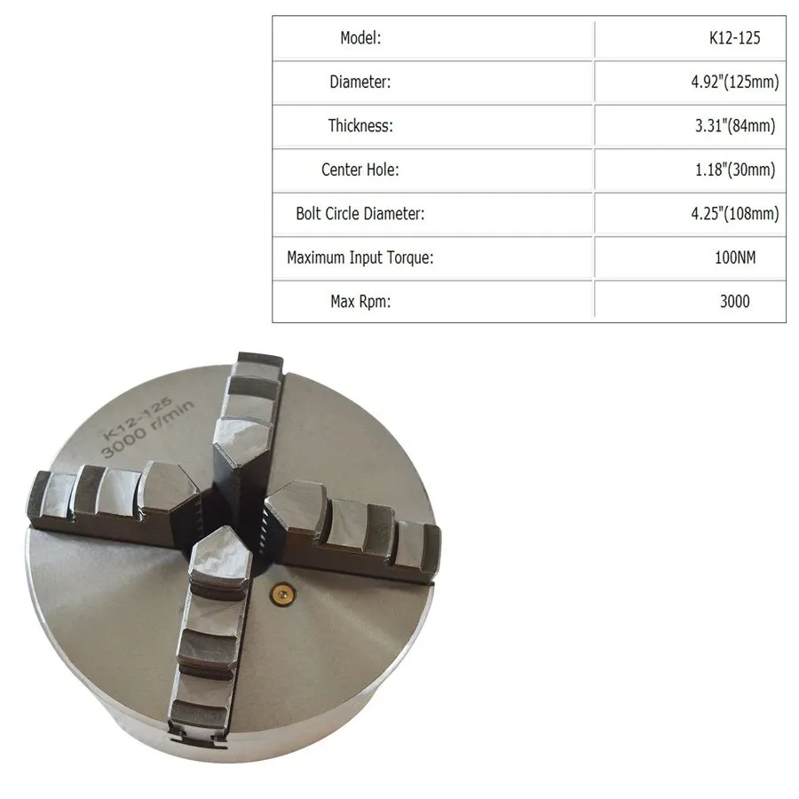 Режущий инструмент K12-125 5'' 4 Jaw Self Centering Lathe Chuck