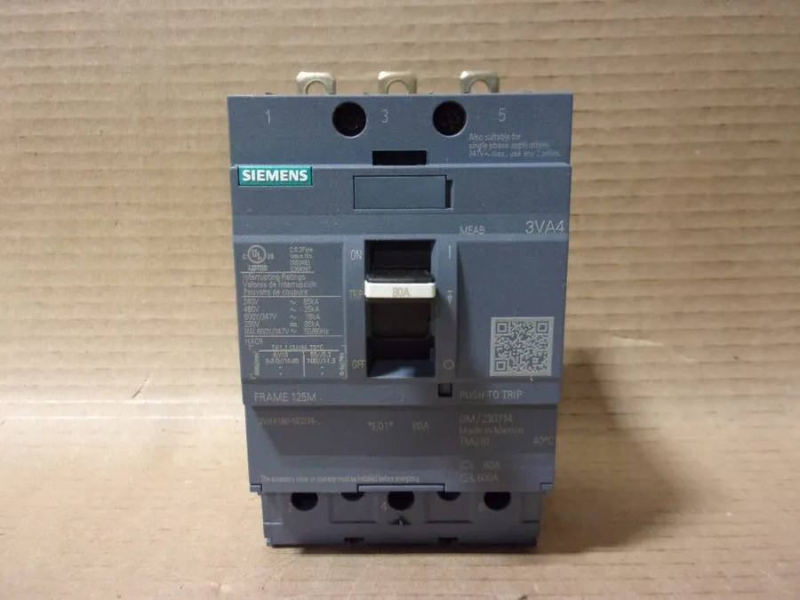 Автоматический выключатель SIEMENS 3VA4180-5ED34-0AA0 ,CIRCUIT BREAKER, 3P/80A /