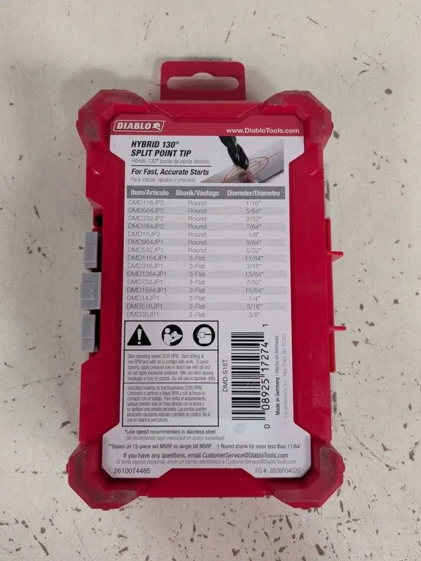 Режущий инструмент Diablo Drill Bit Set DMD-S15T — фото лота 1