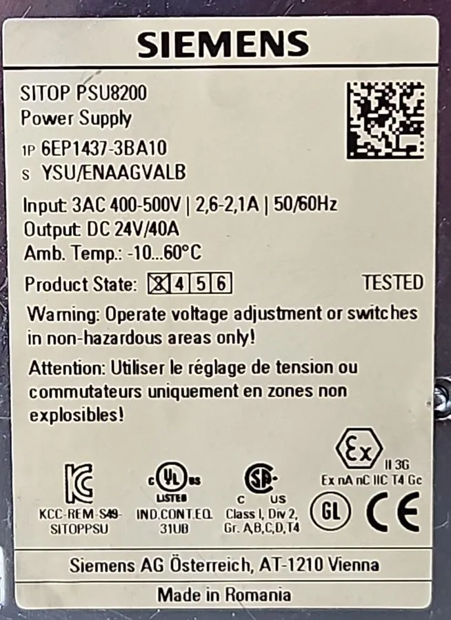 Блок питания Siemens SITOP PSU8200 Power Supply Unit Din Rail 480W 20A 24VDC