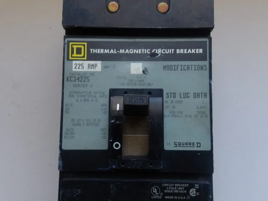 Автоматический выключатель Square D I-Line KC34225 3 Pole 225 Amp 480V Circuit B
