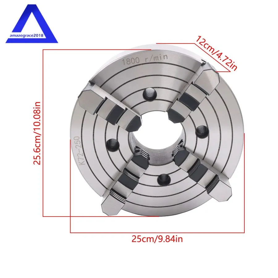 Режущий инструмент LABLT 10" K72-250 4-Jaw Lathe Chuck 0.6-9.84in Clamping Range