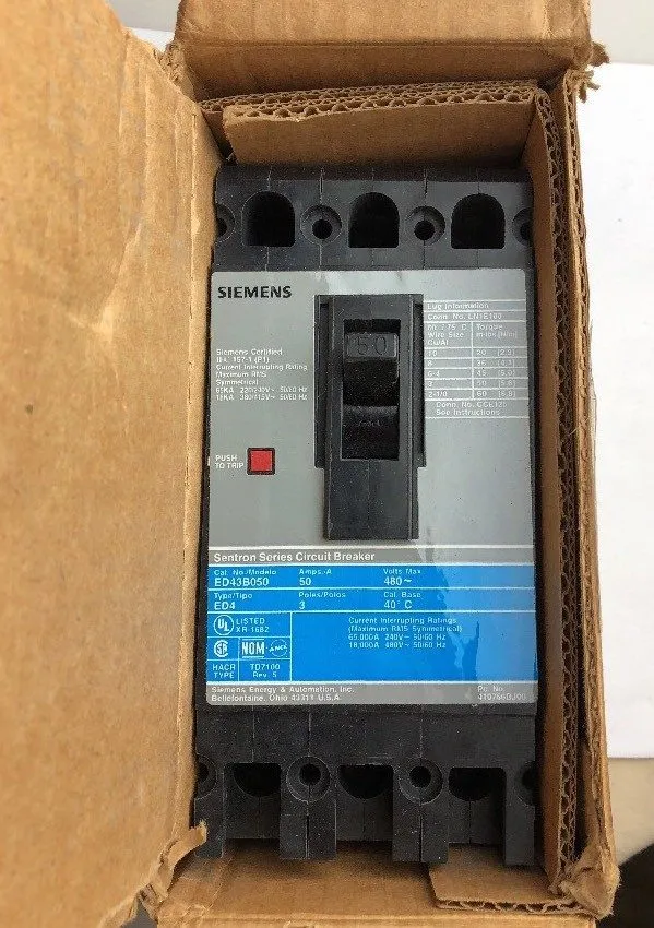Автоматический выключатель Siemens ED43B050 Sentron Series Circuit Breaker 50A 3