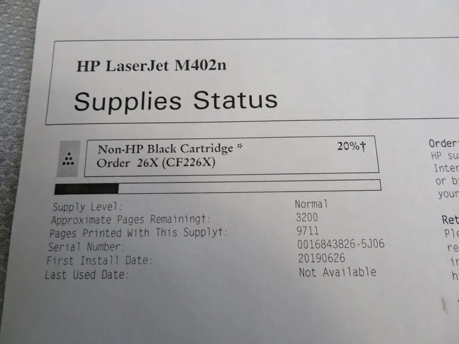 Лазерный принтер HP LaserJet Pro M402N Monochrome Laser Printer Works great w/To