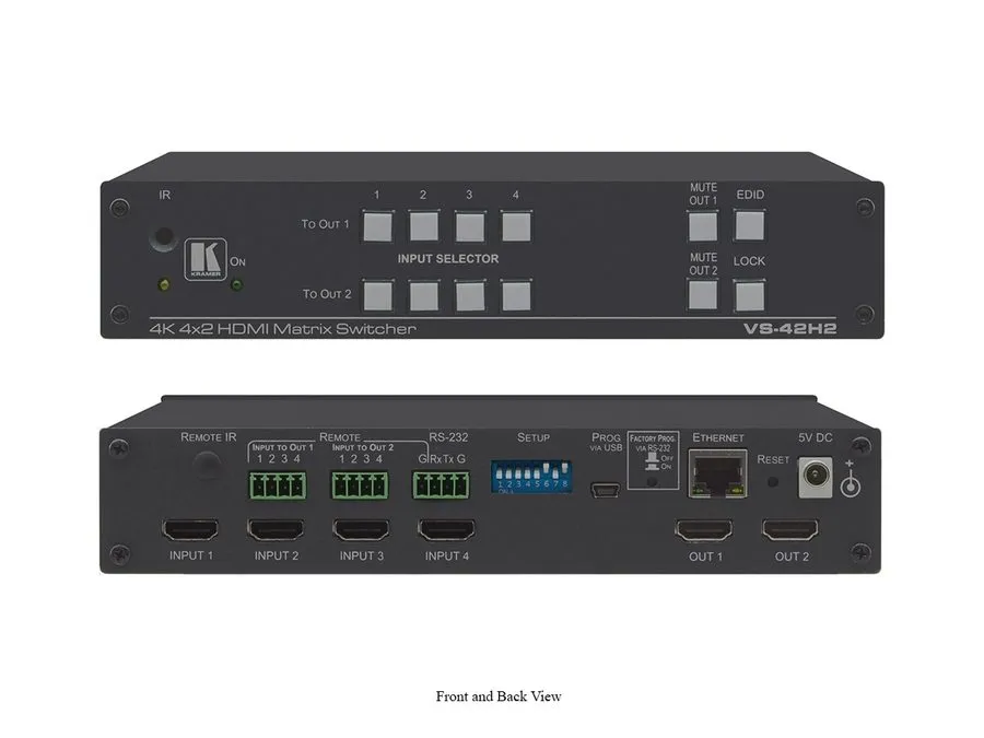 Матричный коммутатор Kramer VS-42H2 HDMI Matrix Switcher 4x2 / 4K60 / HDR / HDCP — фото лота 1