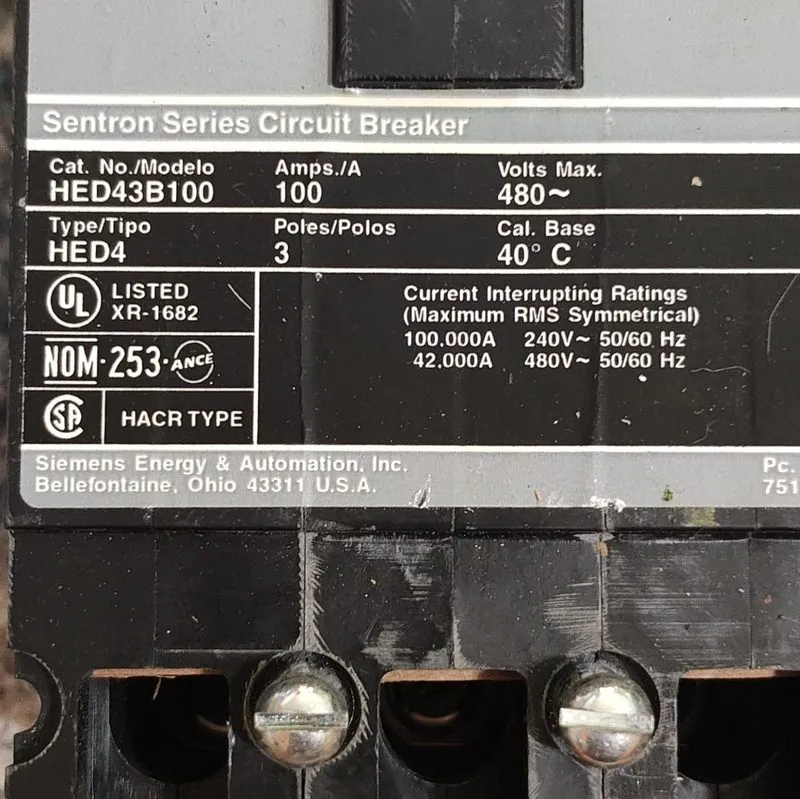 Автоматический выключатель Siemens Sentron Circuit Breaker HED43B100 3P 100 Amp  — фото лота 2