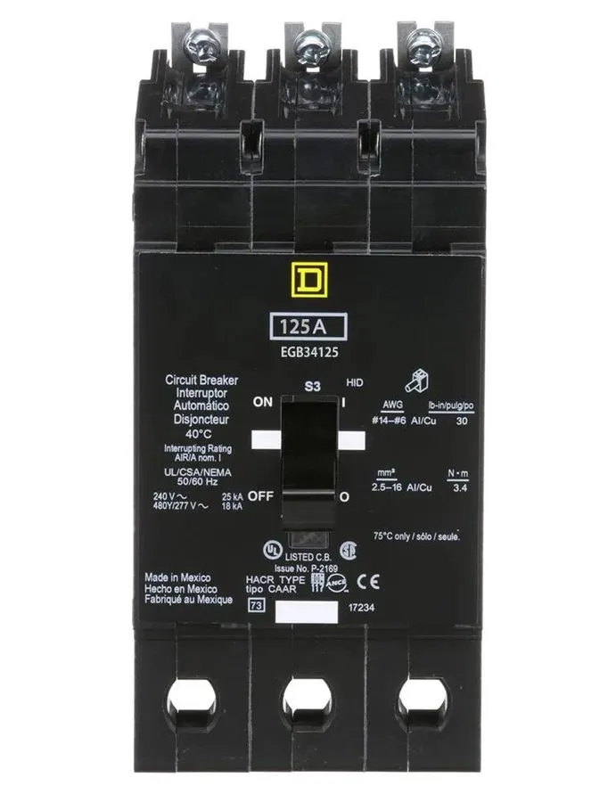 Автоматический выключатель Square D EGB34125 3 Pole 125 Amp 480V Circuit Breaker