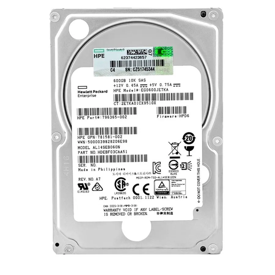 Жёсткий диск HP 600GB SAS HDD Hard Drive 2.5" 10K EG0600JETKA 796365-002 — фото лота 1
