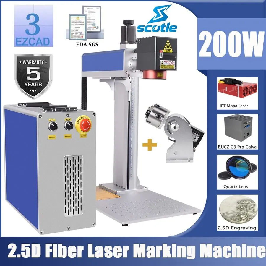 Лазерный гравёр US JPT 100W 2.5D Mopa Fiber Laser Engraver Cutting Machine Deep 