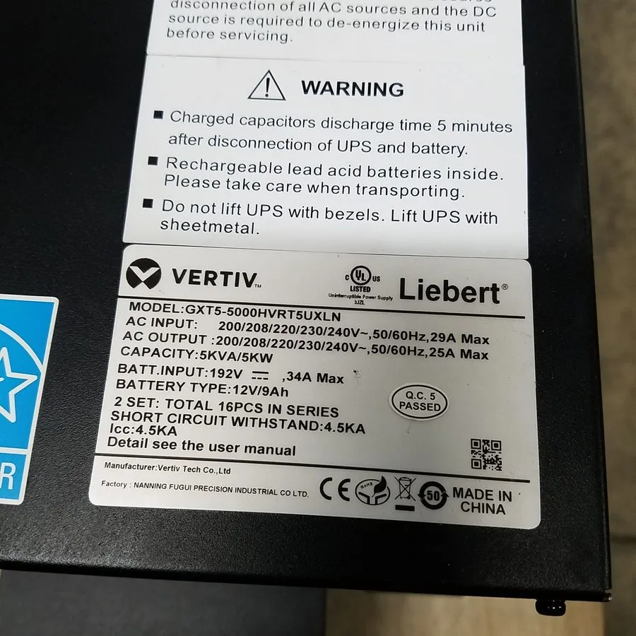 ИБП Liebert GXT5-5000HVRT5UXLN, Vertiv UPS System