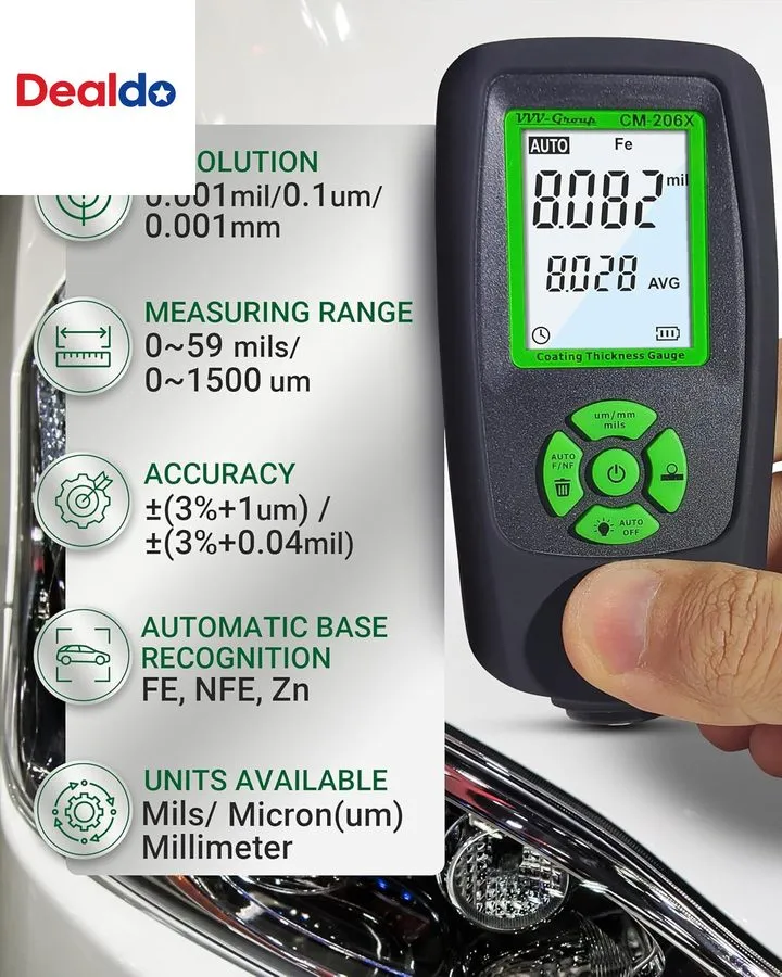 Толщиномер Paint Thickness Gauge CM-206X Automotive Coating Thickness Meter 0–59