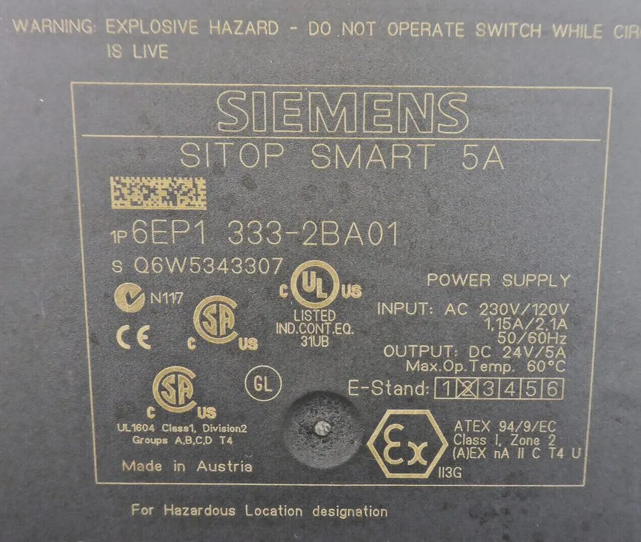 Блок питания Siemens SITOP smart 120 W power supply 6EP1333-2BA01
