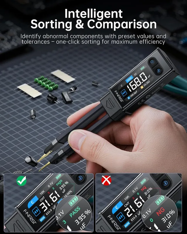 Тестер FNIRSI LCR-ST2 100kHz LCR Meter Tweezer SMD & Through-Hole Component Test — фото лота 2