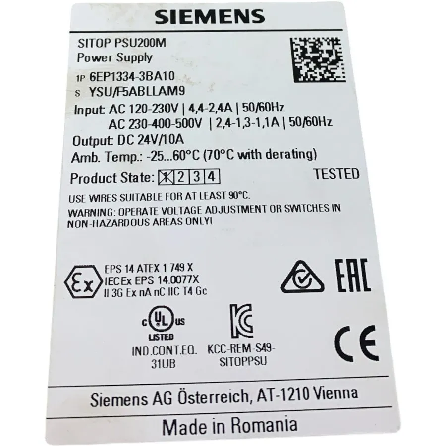 Блок питания Siemens SITOP PSU200M 10 A power supply 6EP1334-3BA10
