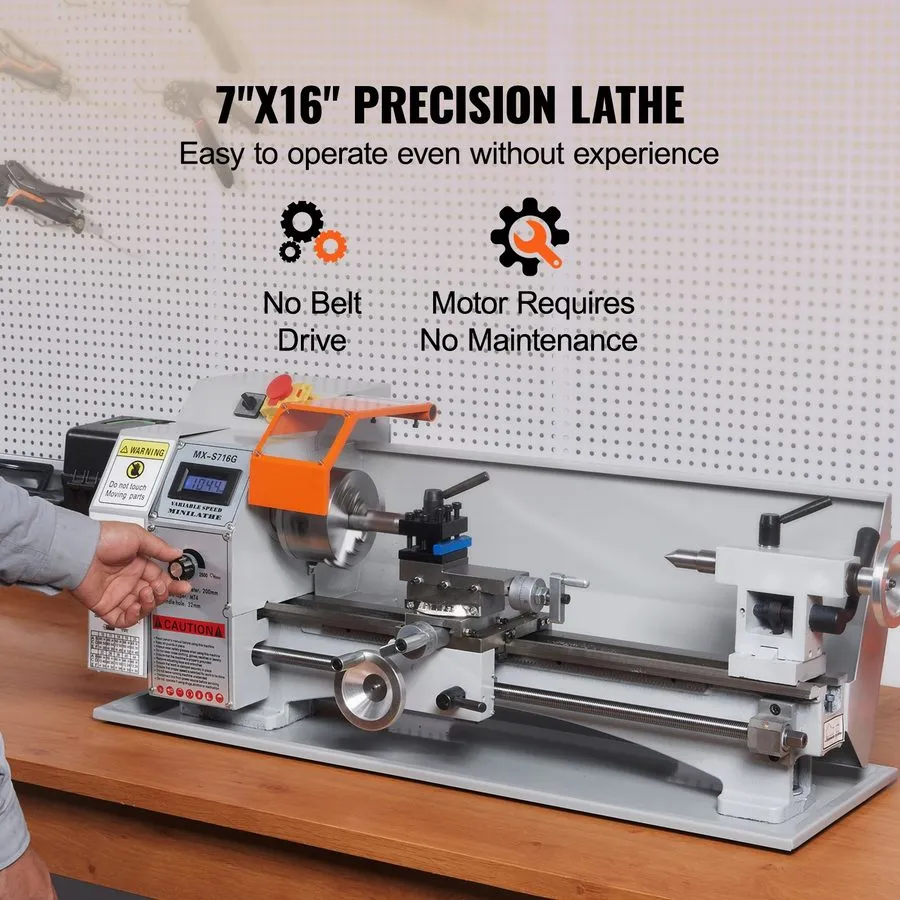Оборудование ЧПУ Mini Metal Lathe 7''x16'' 150-2500 RPM Variable 800W Metalworki