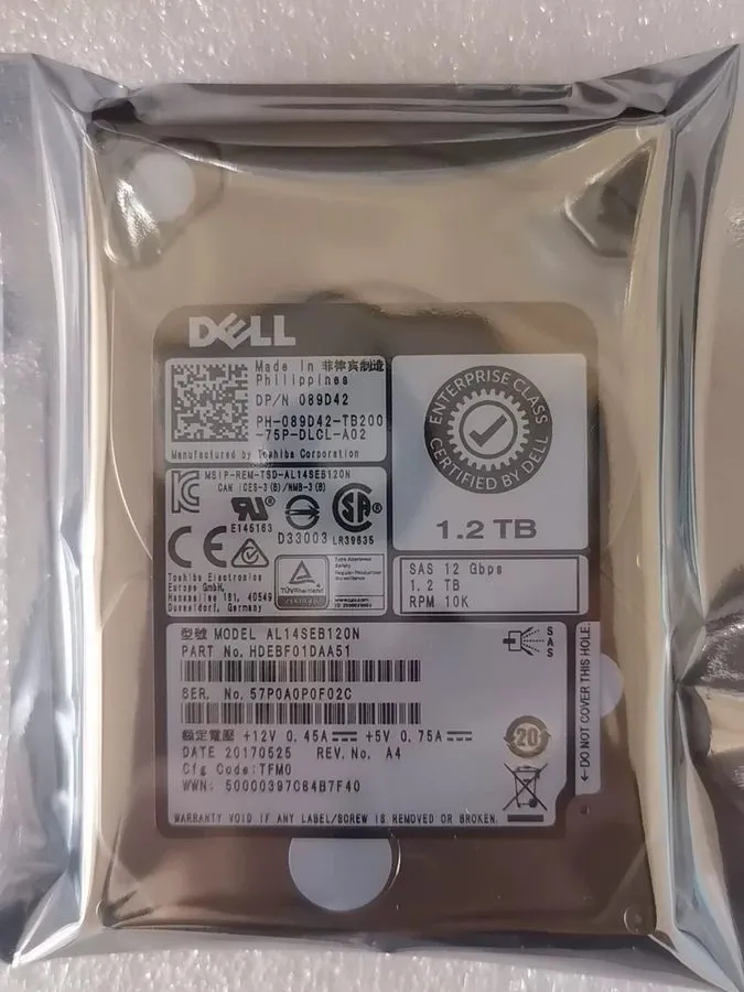 Жёсткий диск Dell 089D42 1.2TB 10K 12GB/s SAS 2.5" HDD 89D42 Hard Drive