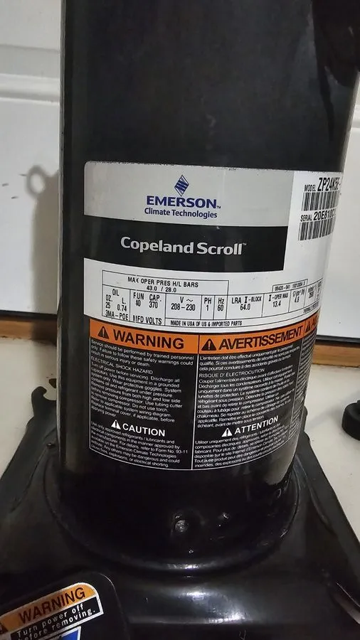 Компрессор 2.0 Ton Copeland Scroll Compressor ZP24K5EPFV830 — фото лота 1