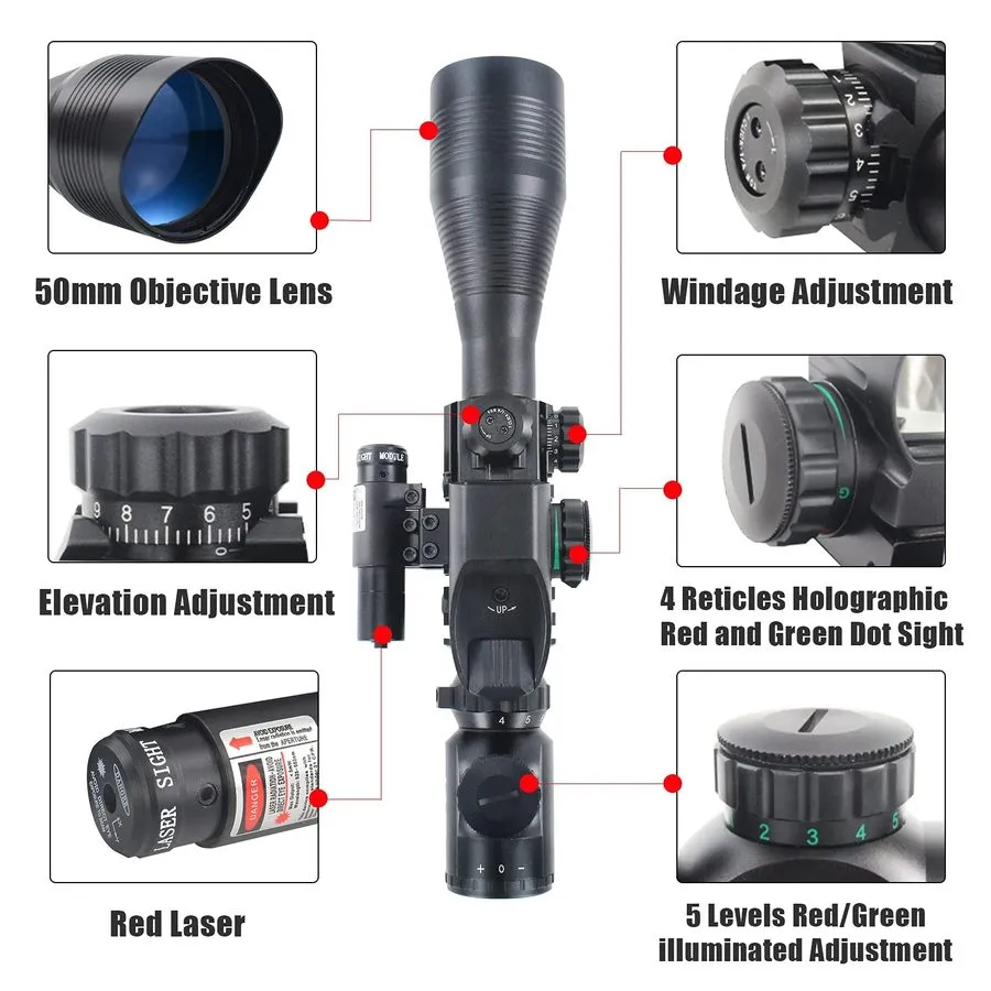 Оптико-электронная система UUQ C4-12X50 Rifle Scope Dual Illuminated Reticle W/L — фото лота 4