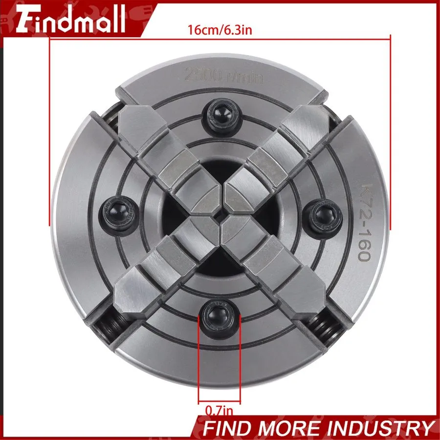 Режущий инструмент K72-160 4 Jaw Lathe Chuck 6.3 Inch Independent Reversible Jaw