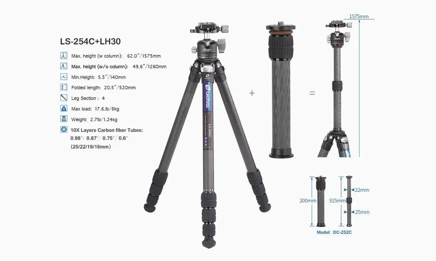 Оборудование видеонаблюдения Leofoto LS-254C Tripod with LH-30 ballhead Professi