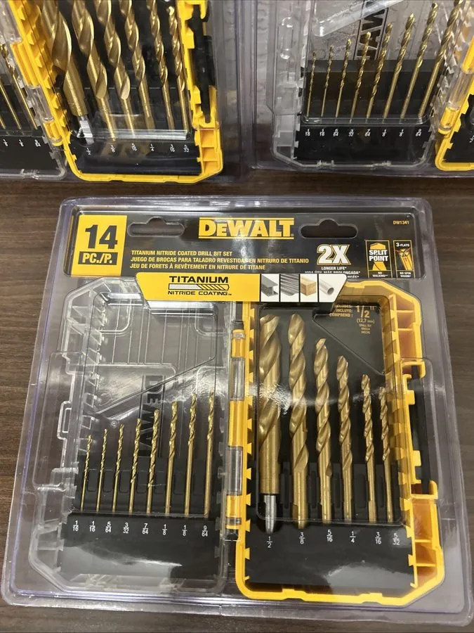 Режущий инструмент DEWALT DW1341 GT 14-Piece Titanium Nitride HSS Jobber Twist D — фото лота 2