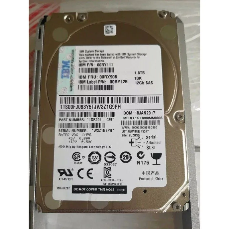 Жёсткий диск IBM 1.8TB 00RX908 00RY111 00RY125 10K 12G 2.5" SAS V7000 Gen2 HARD