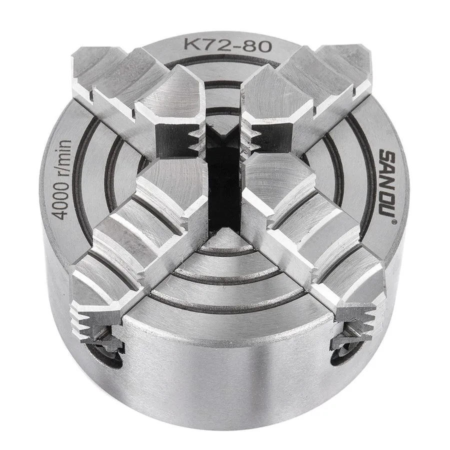 Режущий инструмент K72-80 Self Centering 4 Jaw Lathe Chuck 80mm Metal HT300 Cast — фото лота 2
